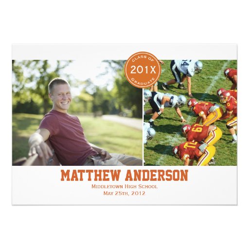Modern 2 Photo Graduation Invitation - Orange
