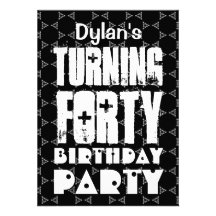 Modern 40th Birthday Huge Letters Gray Geometric 2 Announcement