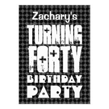 Modern 40th Birthday Huge Letters Turning Forty Personalized Invite