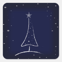Modern Abstract Christmas Tree Square Stickers