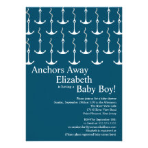 Modern Anchors Away Nautical Baby Shower Personalized Invites
