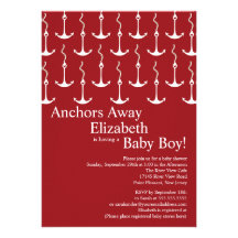 Modern Anchors Away Nautical Baby Shower Custom Invites