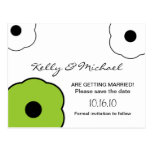 Modern B&W Green Save the Date Postcard