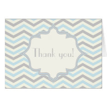 Modern baby blue, grey, ivory chevron pattern greeting card