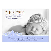 Modern Baby Boy Photo Birth Announcement