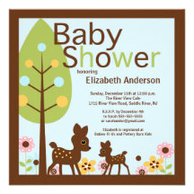 Modern Baby Deer Boy Baby Shower Invitation