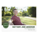 Modern Badge Photo Graduation Invitation - Green