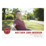 Modern Badge Photo Graduation Invitation - Red