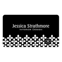 Modern Black Flower Business Card