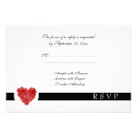 Modern black red floral heart wedding RSVP card Personalized Announcements