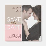 Modern Blocks Save the Date Brown & Pink Refrigerator Magnet