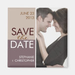 Modern Blocks Save the Date Brown & Plum Fridge Magnet