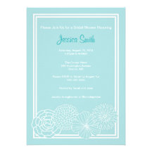 Modern Blue Floral Bridal Shower Invite