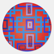 Modern blue squares on red background sticker