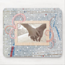 Modern Blue white wedding Umbrella Bridal Shower Mousepad