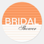 Modern Bridal Shower Stickers::Orange Stripes