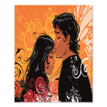 Modern Bride & Groom Sunset Art Photo