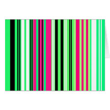 Modern bright green pink and black stripes greeting cards