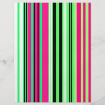 Modern bright green pink and black stripes personalised flyer