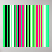 Modern bright green pink and black stripes print