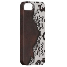 modern Brown leather white Damask iphone5 case iPhone 5 Cover