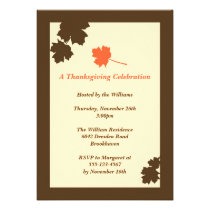Modern brown leaves Thanksgiving fall invitation invitations