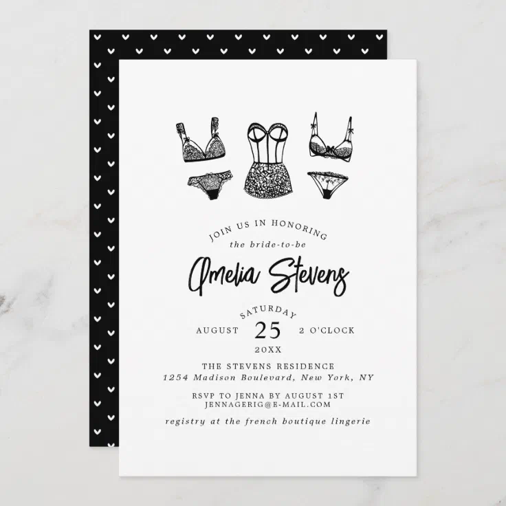 Modern Brush Script Lingerie Bridal Shower Invitation Zazzle