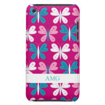 Modern Butterflies on Magenta Pattern iPod Case-Mate Cases