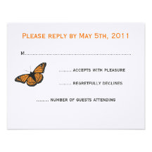 Modern Butterfly RSVP card - Orange Personalized Announcements