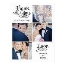 Modern Calligraphy Wedding Thank You Card Post Card