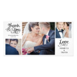 Modern Calligraphy Wedding Thank You Cards Black Personalized Photo Card