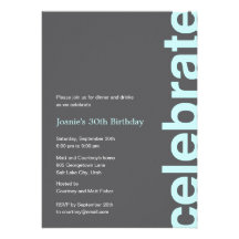 Modern Celebration Party Invitation - Turquoise
