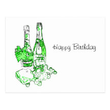 Modern Champagne Art Post Card