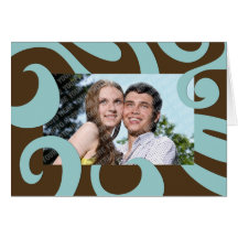 Modern Christmas Photo Card - Brown and Blue