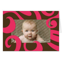 Modern Christmas Photo Card - Brown and Pink
