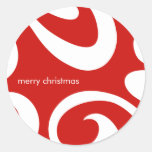 Modern Christmas Swirl Sticker - Red & White