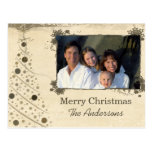 Modern Christmas Tree Family  Photo Postcard