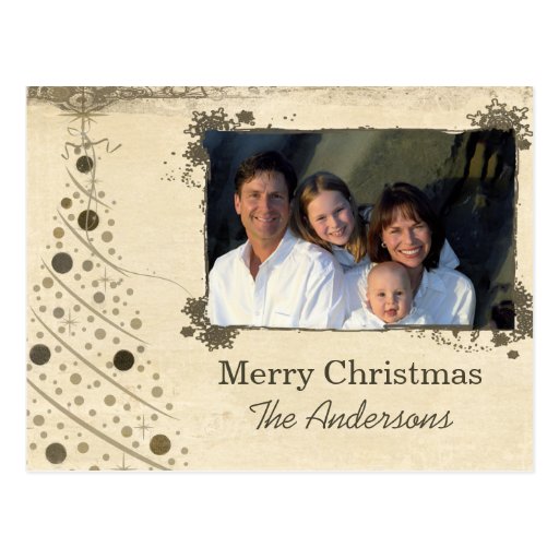 Modern Christmas Tree Family  Photo Postcard