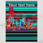 Modern cityscape in red and blue neon flyers