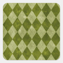 Modern Classic Mens Fashion Sage Green Argyle Square Sticker