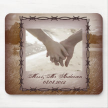 Modern Country Wedding customisable photo mousepad