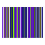 Modern dark blue white and light green stripes postcard