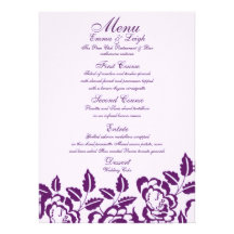 Modern Elegance Purple Rose Wedding Menu Invite