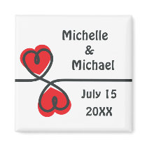 Modern elegant hearts Save the Date magnet