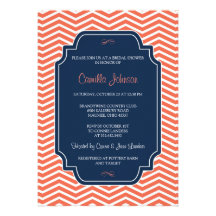 Modern Elegant Nautical Chevron Bridal Shower Invites