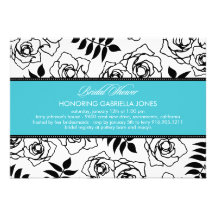 Modern Floral Bridal Shower Invitation (Turquoise)
