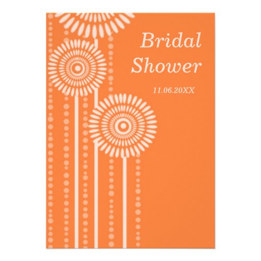 Modern Floral Bridal Shower -Orange Invitations