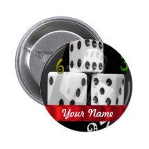Modern gambling dice pinback buttons
