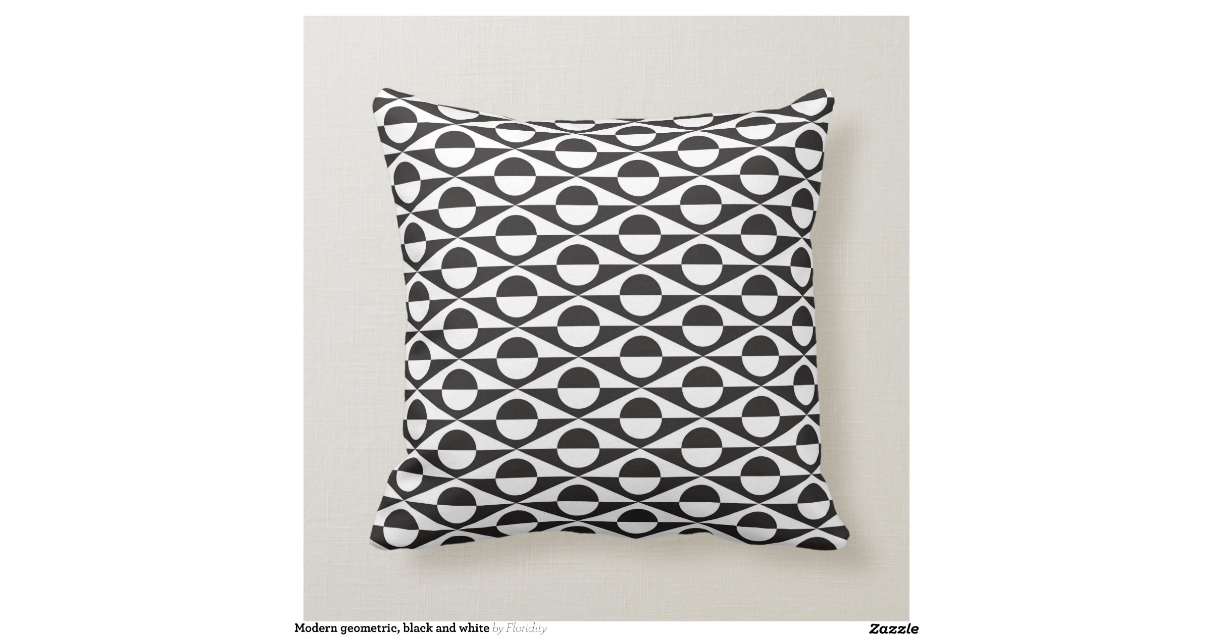 Modern geometric, black and white pillow Zazzle