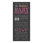 Modern Girl Pink Typography Baby Shower Long Invitations